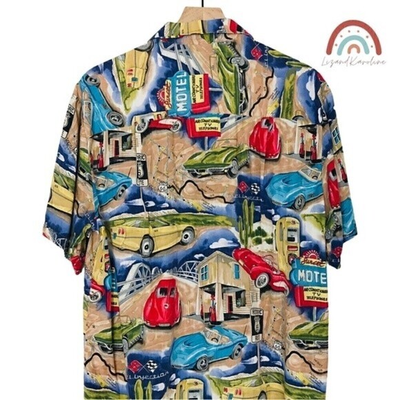 Vintage 80s Paradise Found Route 66 Cars Motel Honolulu Hawaii Hawaiian Shirt - Picture 4 of 10